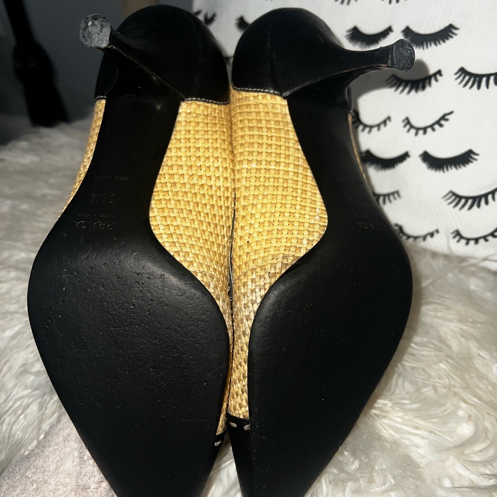 Prada Raffia Cap Toe Pumps Size - Picture 3 of 5